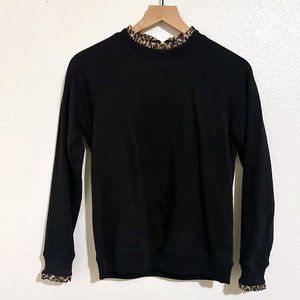 J.Crew Animal Print Trimmed Black Sweatshirt X-Small